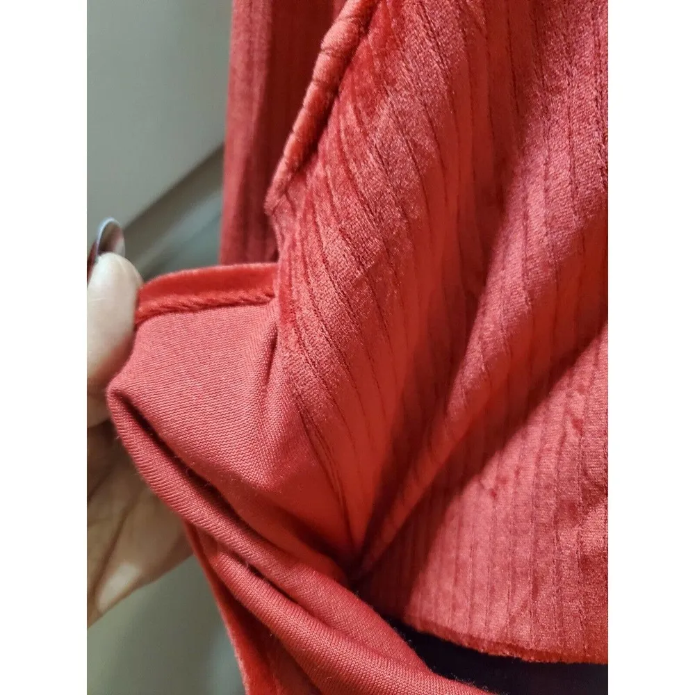 JMS Women's Red Solid 100% Polyester Long Sleeve Round Neck Long Maxi Dress 1X - Image 9