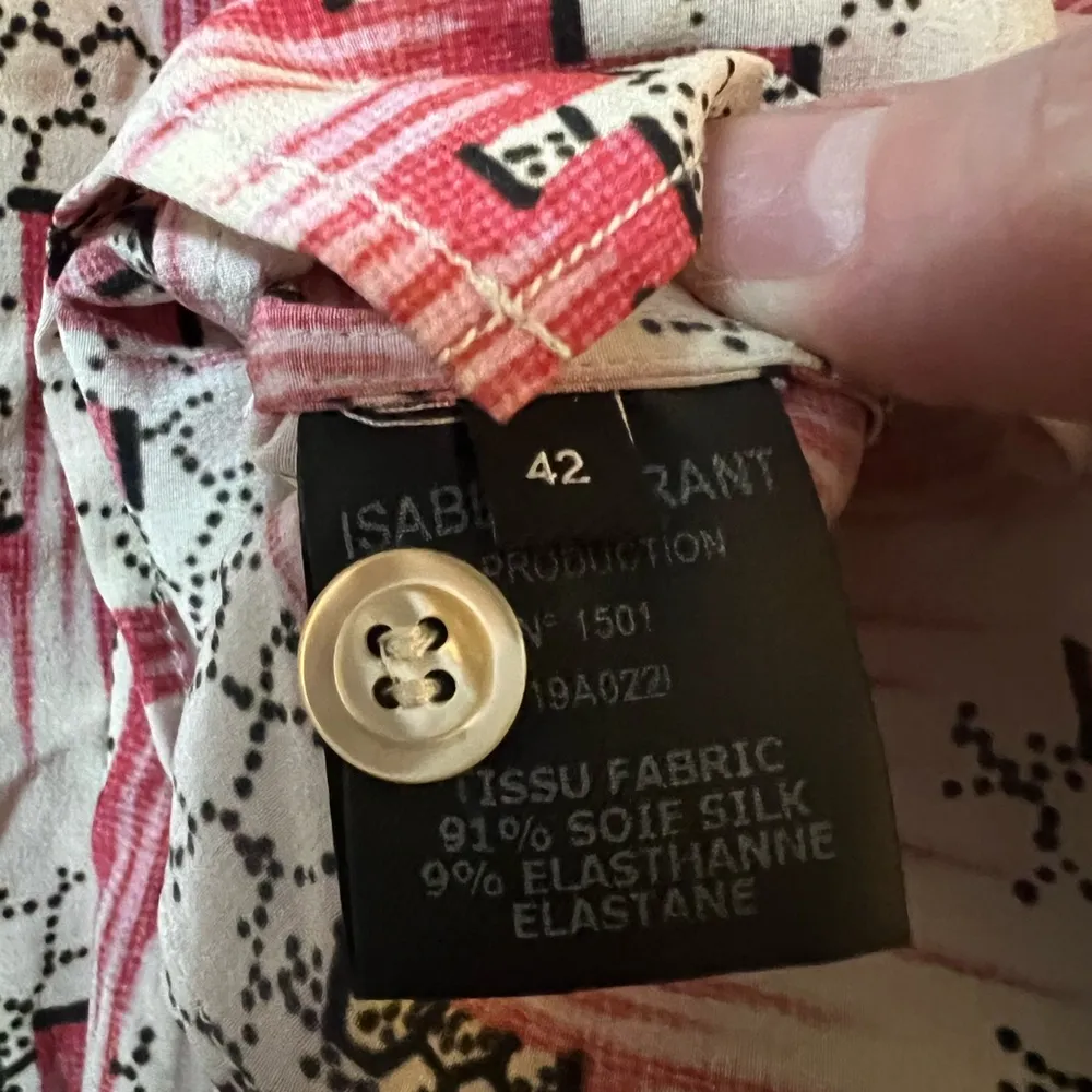 ISABEL MARANT Amba Pink Abstract Art Top Silk Blend Blouse Shirt Size 42 - Image 11