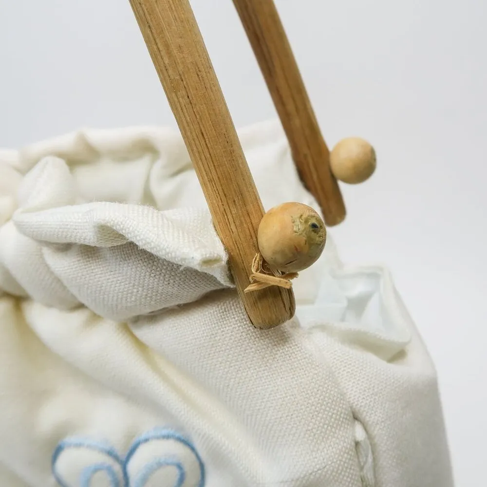 Vintage 80s Fine Arts Bag Co White Floral Embroidered Purse - Image 9