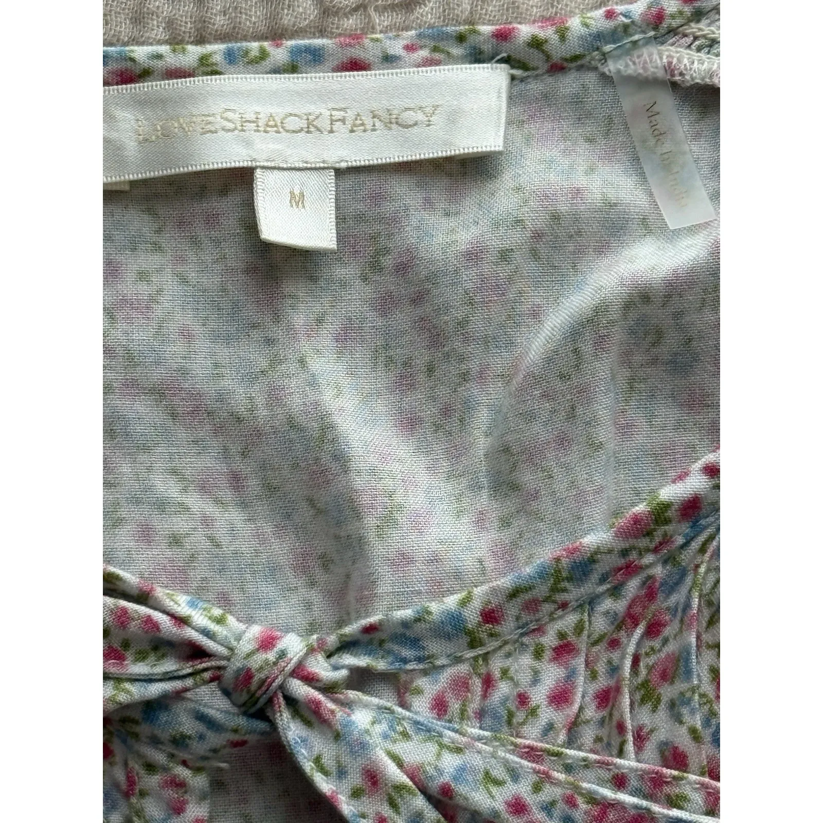 LoveShackFancy Toto Dress Size Medium In Confetti Mix Pink Floral Smocked Ruffle - Image 7