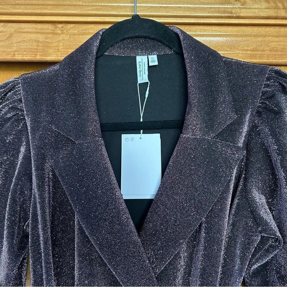 & Other Stories Metallic Blazer Wrap Mini Dress Purple Size 4 New - Image 6