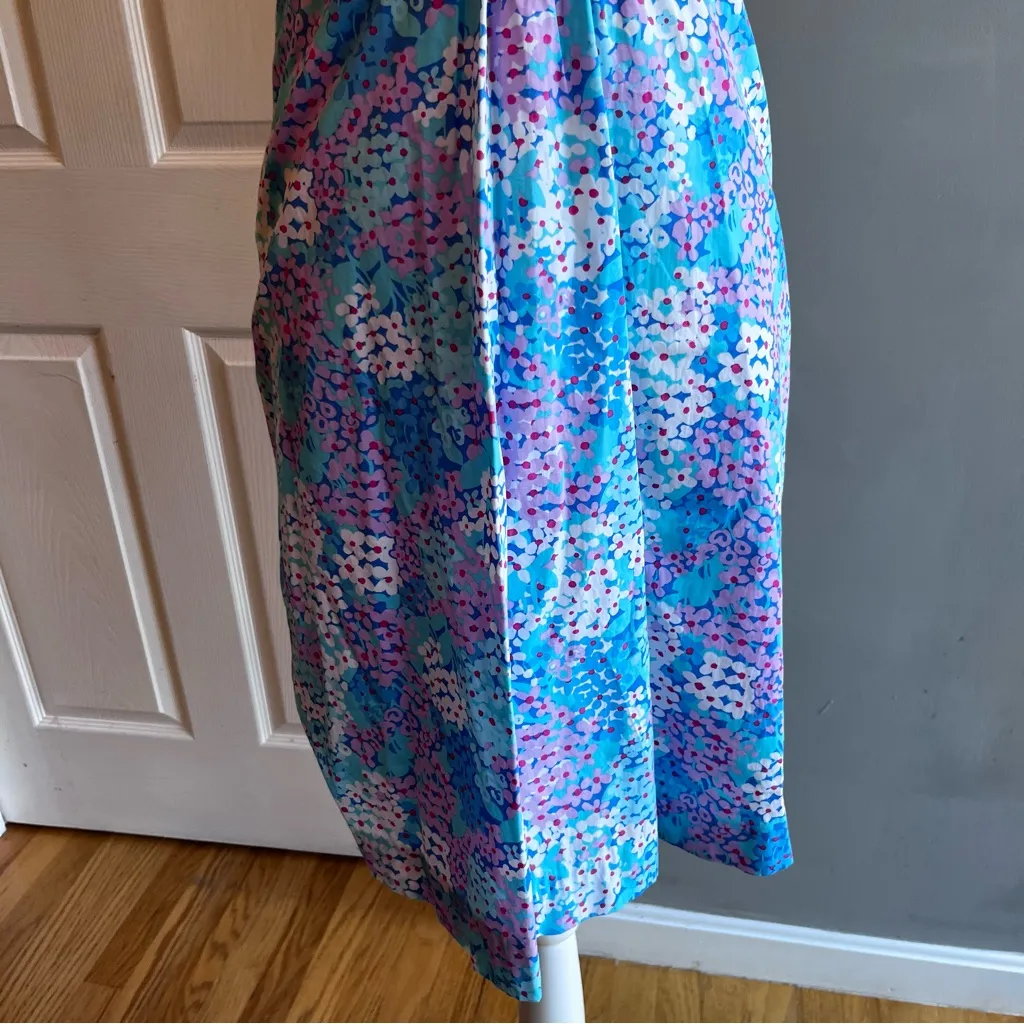 Lilly Pulitzer Vibrant Blue Patterned Backless Halter Dress Floral Size 2 - Image 5