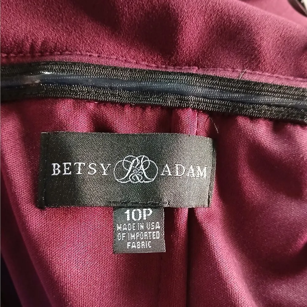 Betsy & Adam Formal Evening Gown Womens 10P Burgundy Off Shoulder Dress Wedding - Image 9