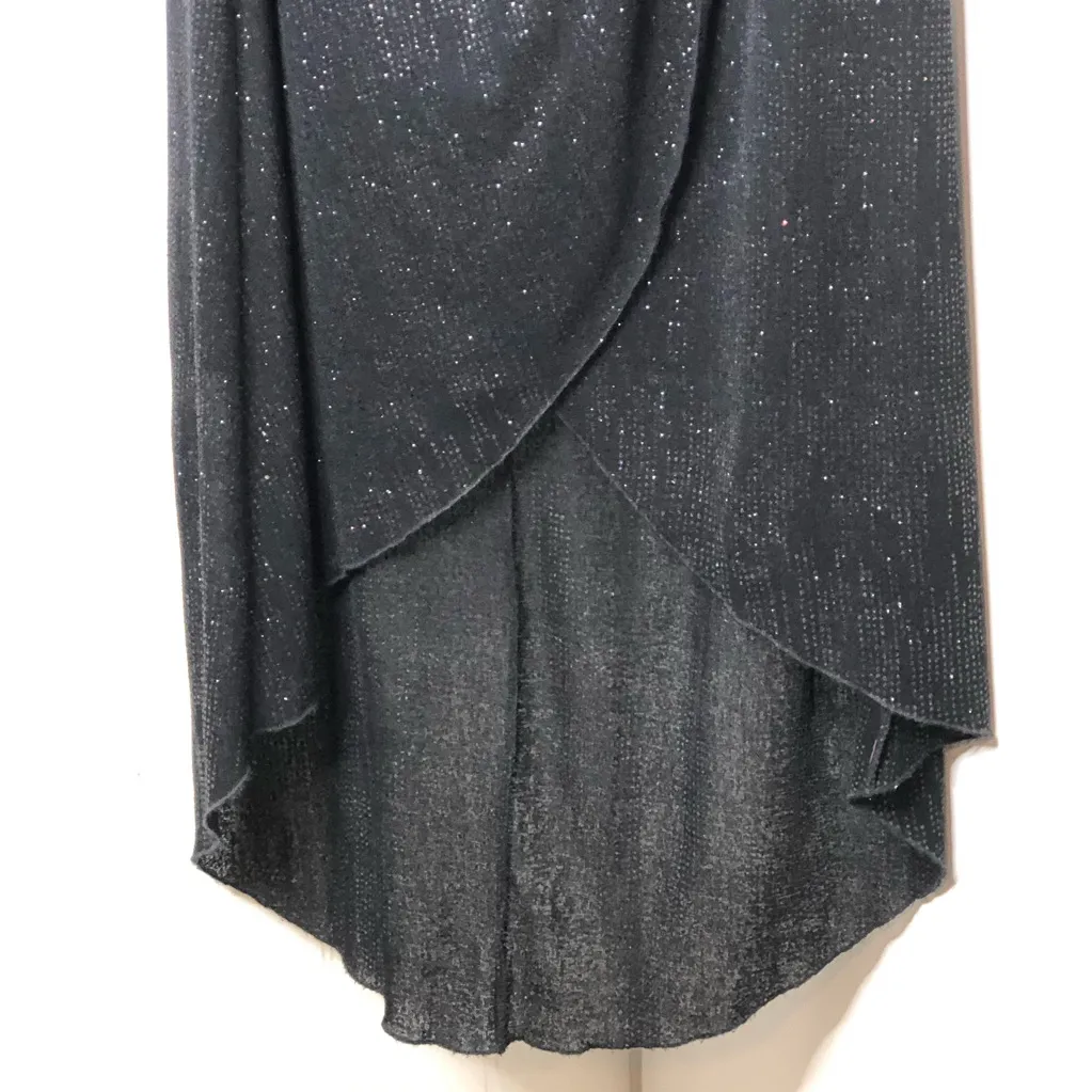 Black M Strapless Shimmery Tulip Asymmetrical Dress Fit & Flare Night Out Shiny - Image 6