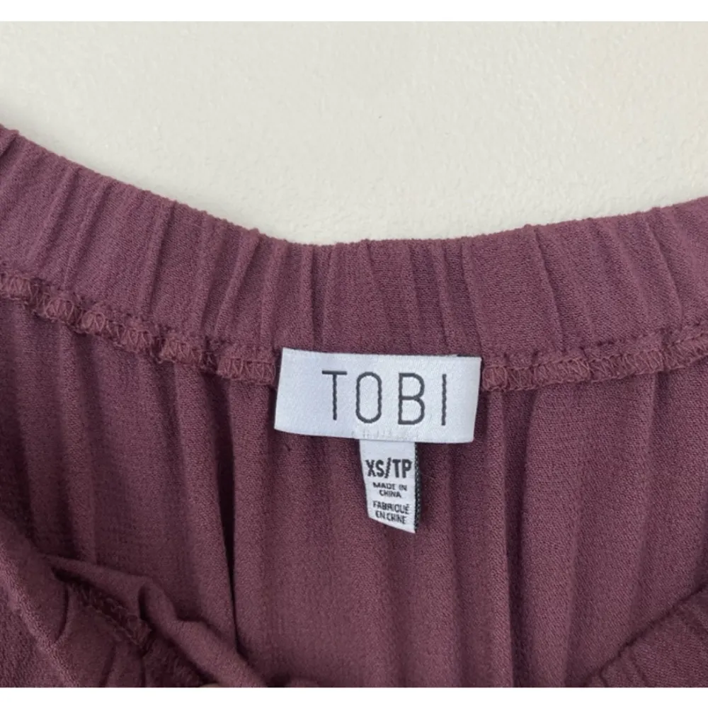 Tobi Maroon Off The Shoulder Long Sleeve Shirt Sz XS - Image 3
