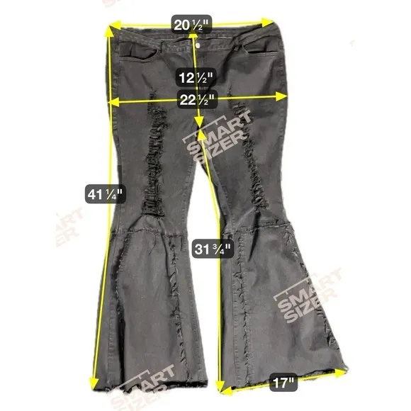 Almost Famous Women 24 Distressed Flared Jeans Black‎ Stretch Denim Streetwear - Image 7