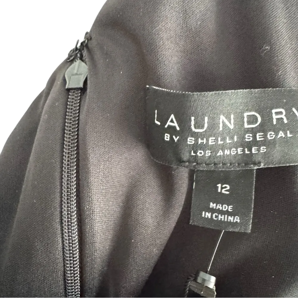 Laundry by Shelli Segal Velvet 12 Black One Shoulder‎ Cocktail Dress - Image 6