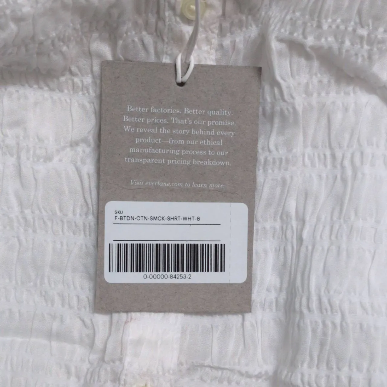 NWT EVERLANE White Textured Long Sleeve Button Down Shirt Size 8 - Image 10