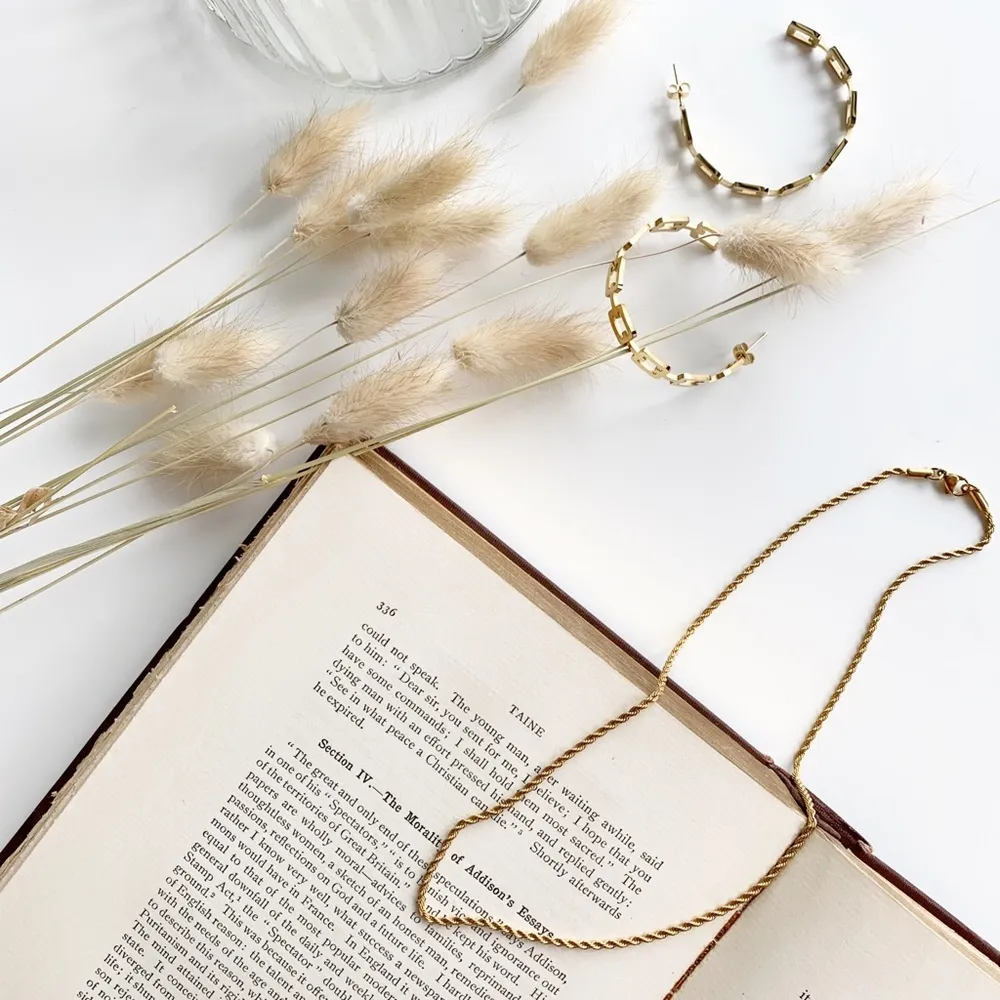 Gold 2mm wheat rope chain necklace - Image 6