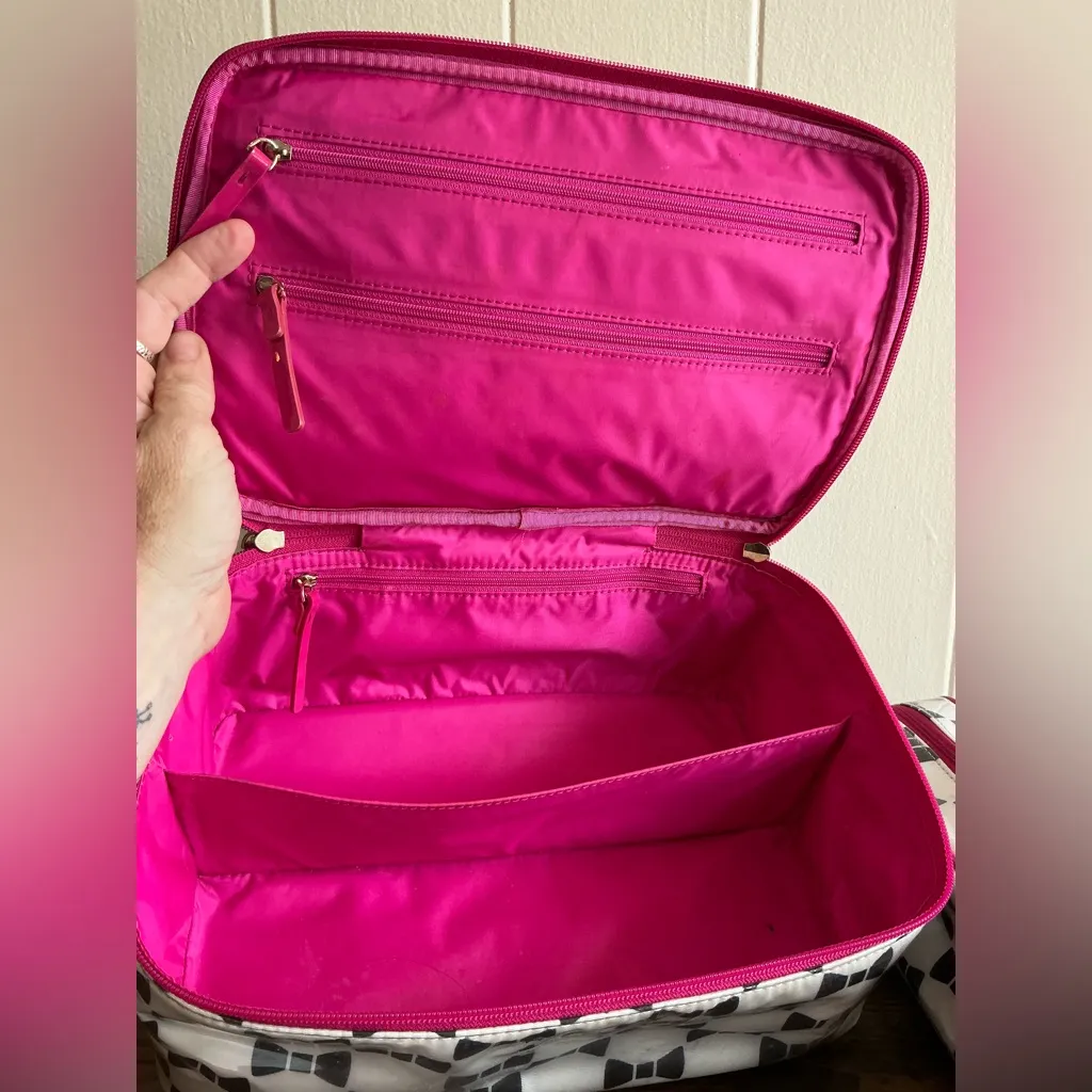 A Rare Vintage 3 Piece Black Bow Tie Print Kate Spade New York Cosmetic Bag Set - Image 8