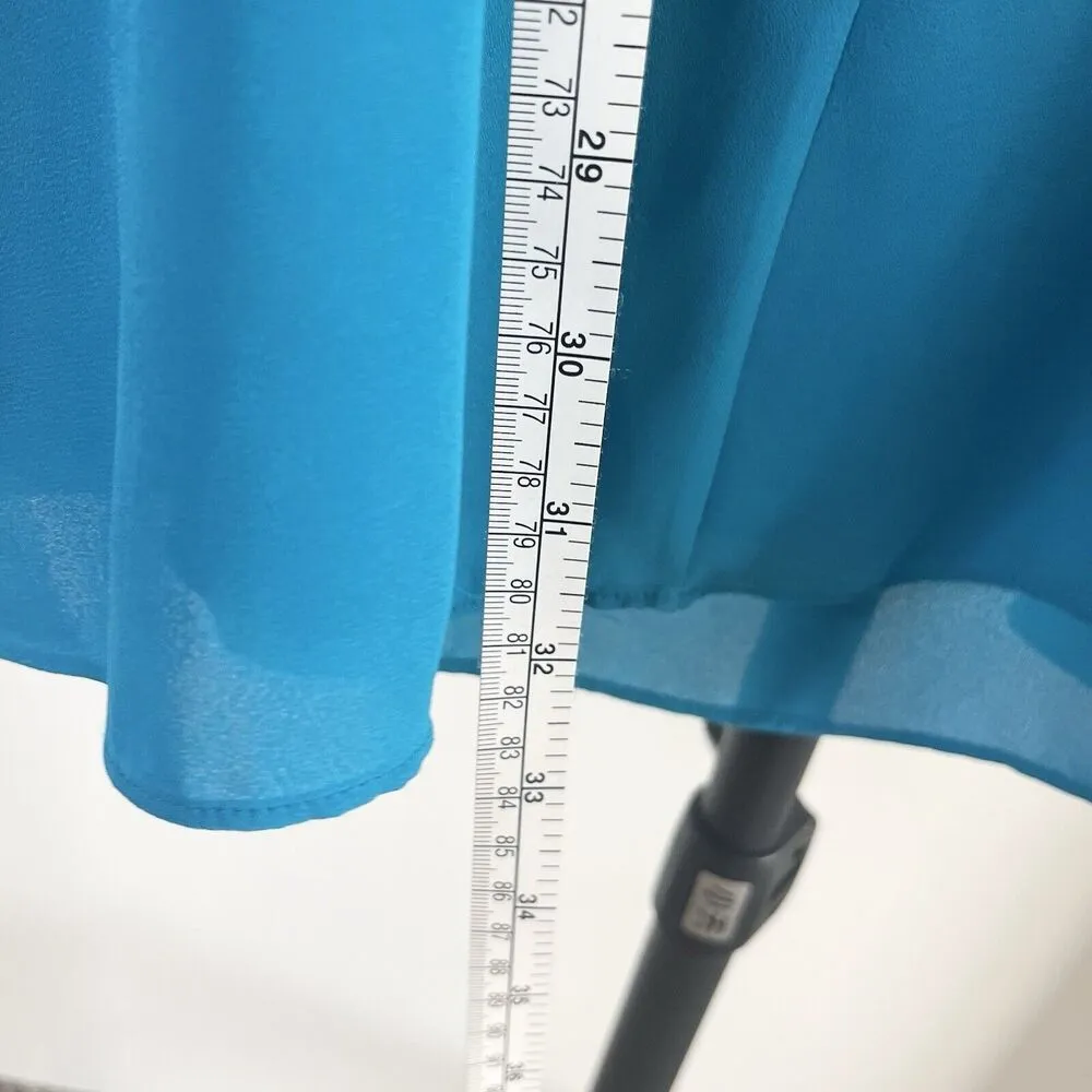 Alice + Olivia Etta Ruffle-Trimmed Crepe Mini Slip Dress Laguna Sz XS Blue $195 - Image 8