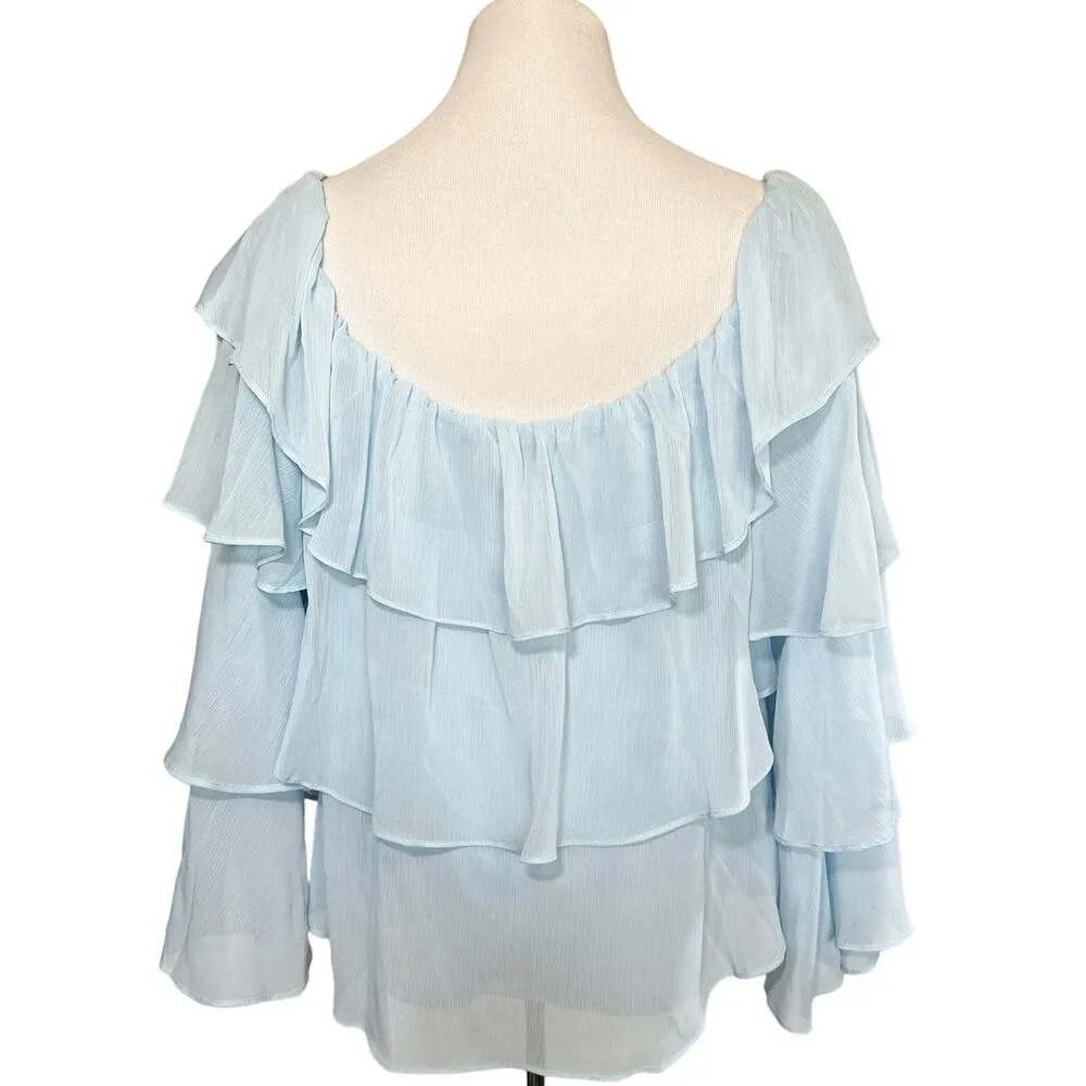 Lovers + Friends Zayn Off the Shoulder Long Sleeve Tiered Ruffle Top Revolve XL - Image 3