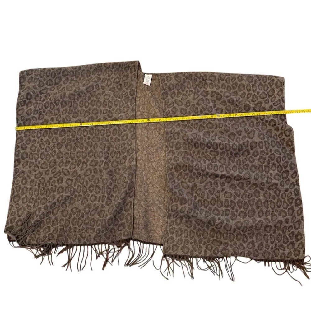 Woolrich Women's Leopard Print Fringe Poncho Wrap Brown One Size - Image 5