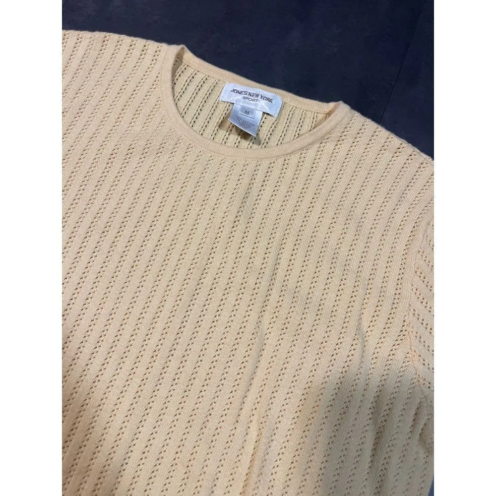 Jones New‎ York Beige Ribbed Short Sleeve Sweater - Size M B-117 - Image 3