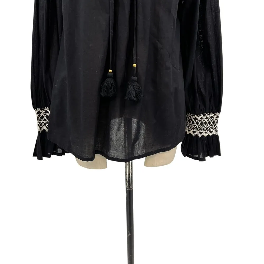Figue‎ Charlie Top Black Long Sleeve Embroidered Blouse Size XL - Image 7
