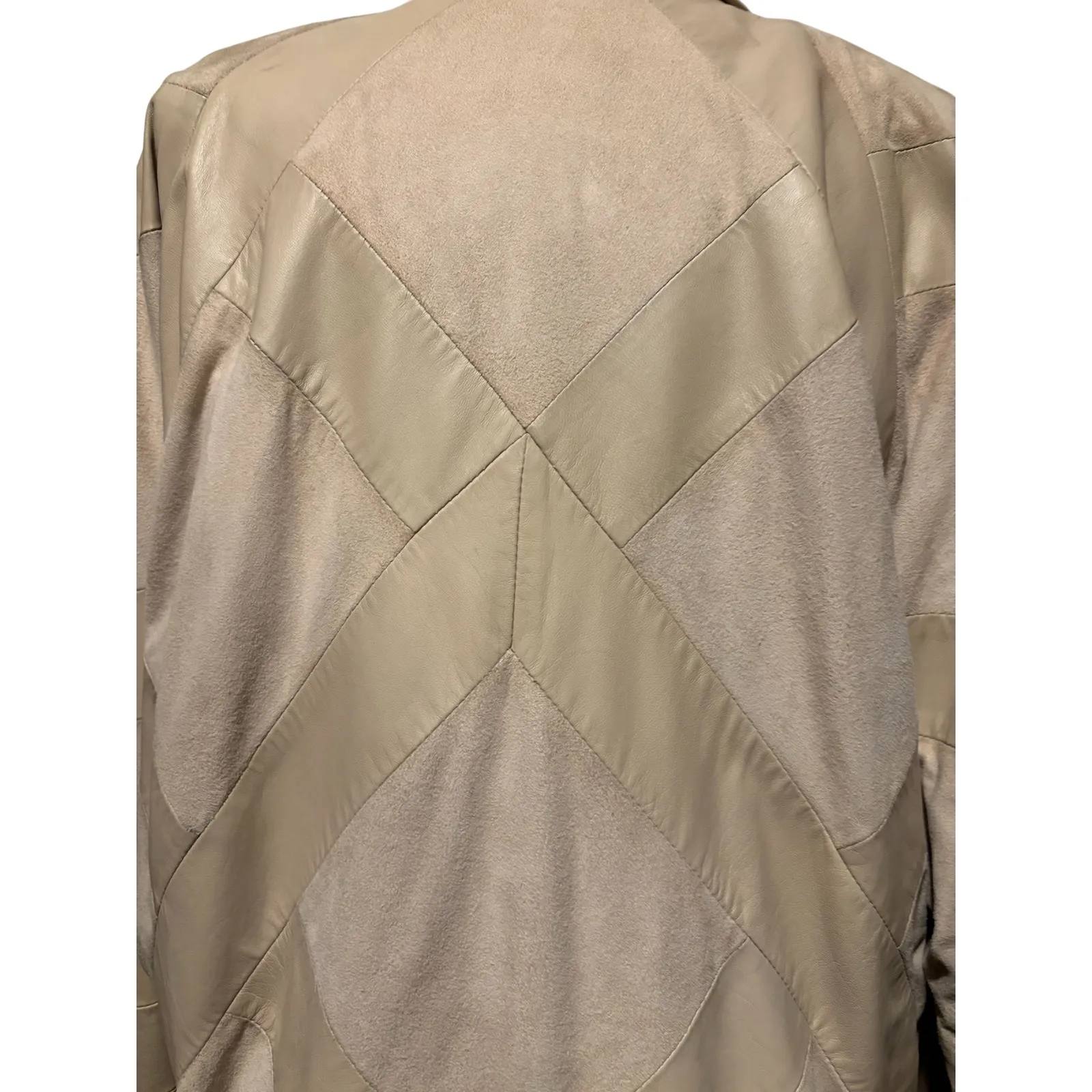 Bally Switzerland Italy Lamb Leather Suede Bomber Jacket Beige Vintage Sz 6/8 - Image 5
