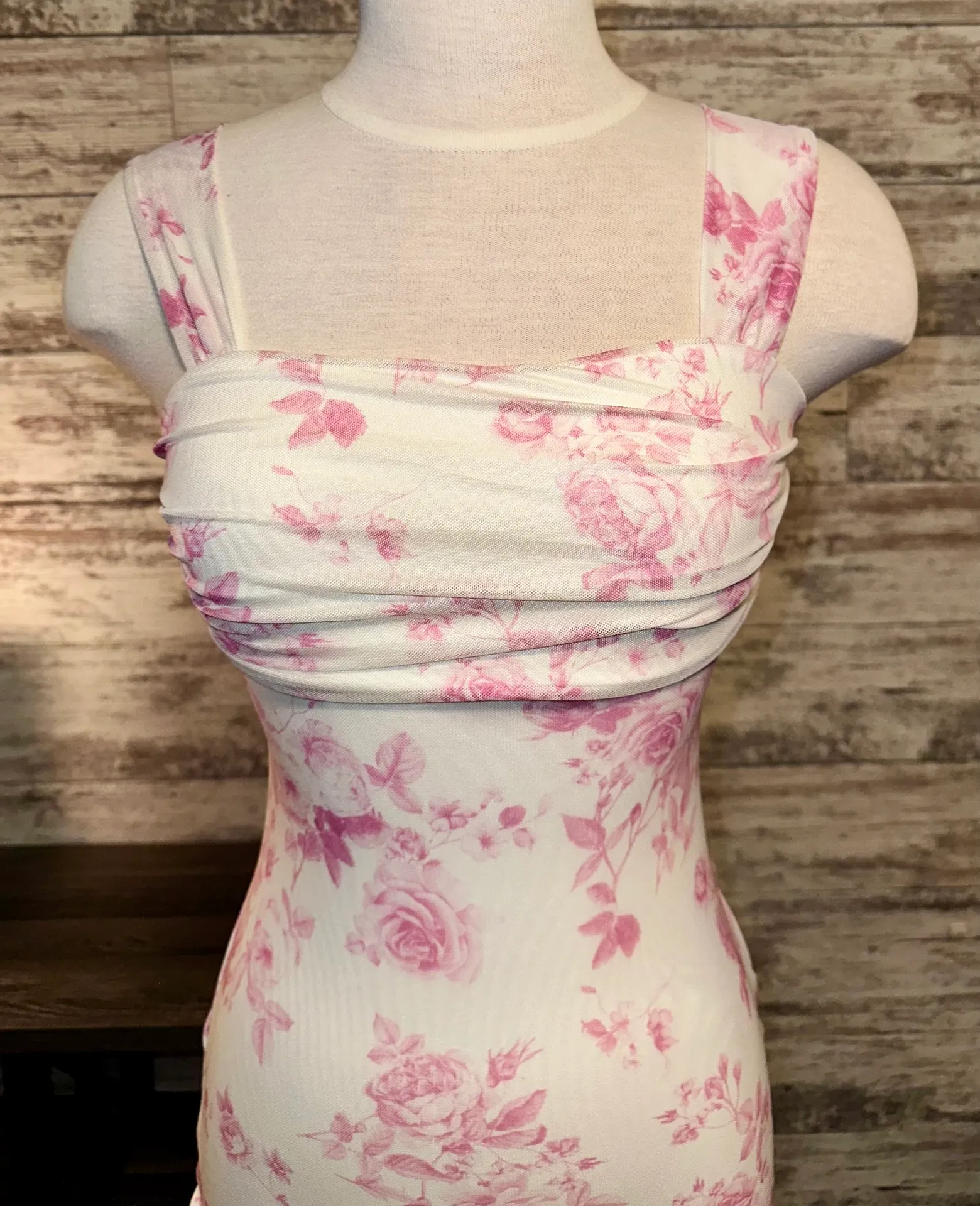 Pink And White Floral Dress - Image 3