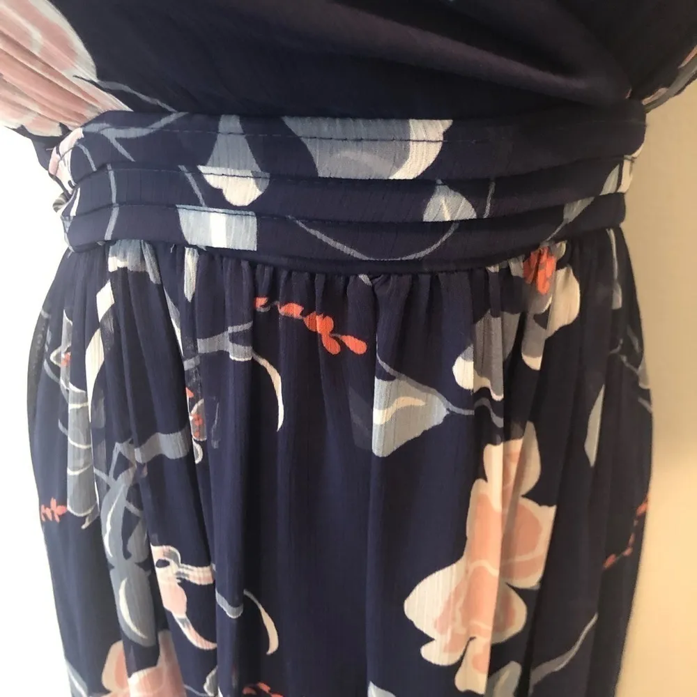 Motherhood Maternity Navy Floral Chiffon Maxi Dress Sz L  Summer Backyard Party - Image 8