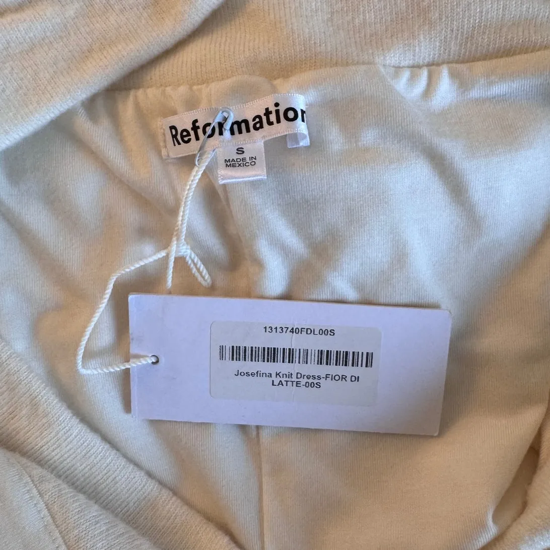 NWT Reformation Josefina Knit Midi Dress in Fior Di Latte Size Large - Image 4