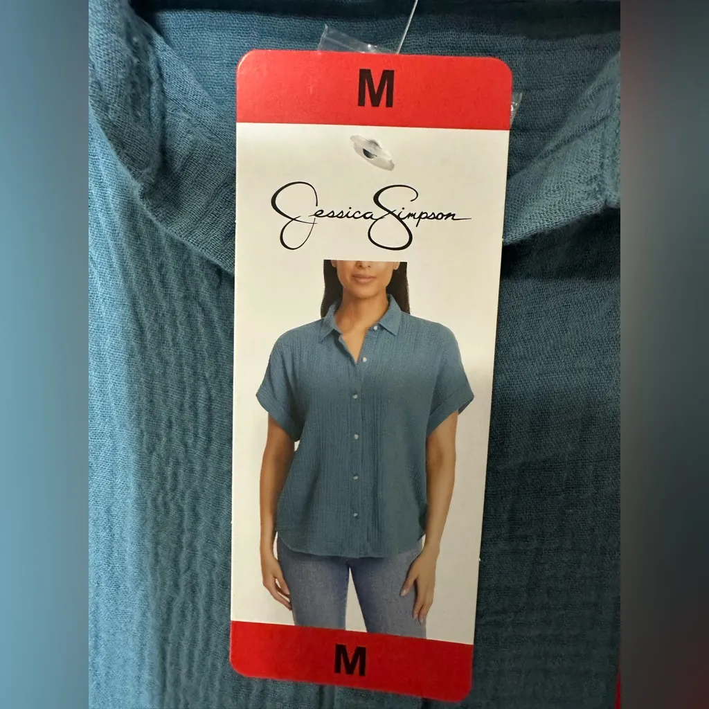 New Jessica Simpson Teal Short Sleeve Shirt - Image 3