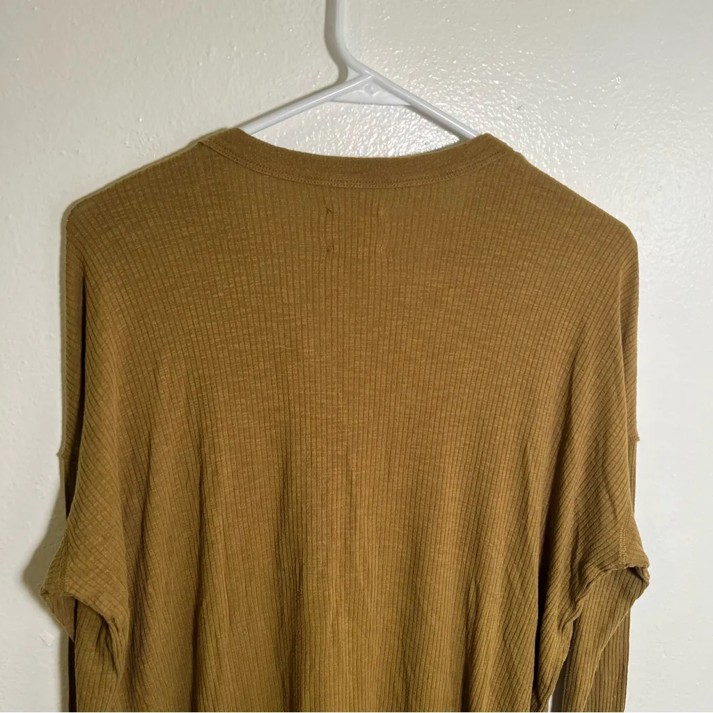 Offline by Aerie Henley Top Olive Green Ribbed XS - Image 7