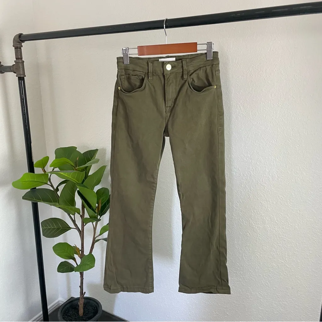 Frame Le Crop Mini Boot Washed Army Green Pants Size 24 - Image 3
