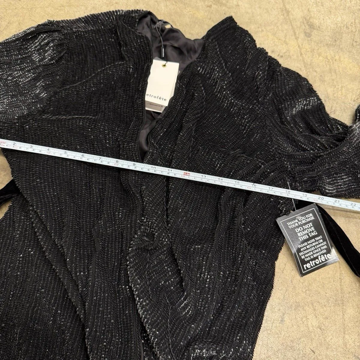 Retrofête Gabrielle Sequin Robe Dress in black Size L - Image 10