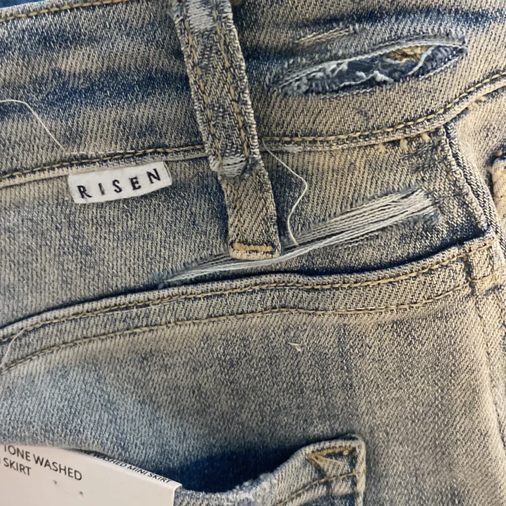 RISEN TWO TONE STRETCH DENIM MINI SKIRT - Image 6