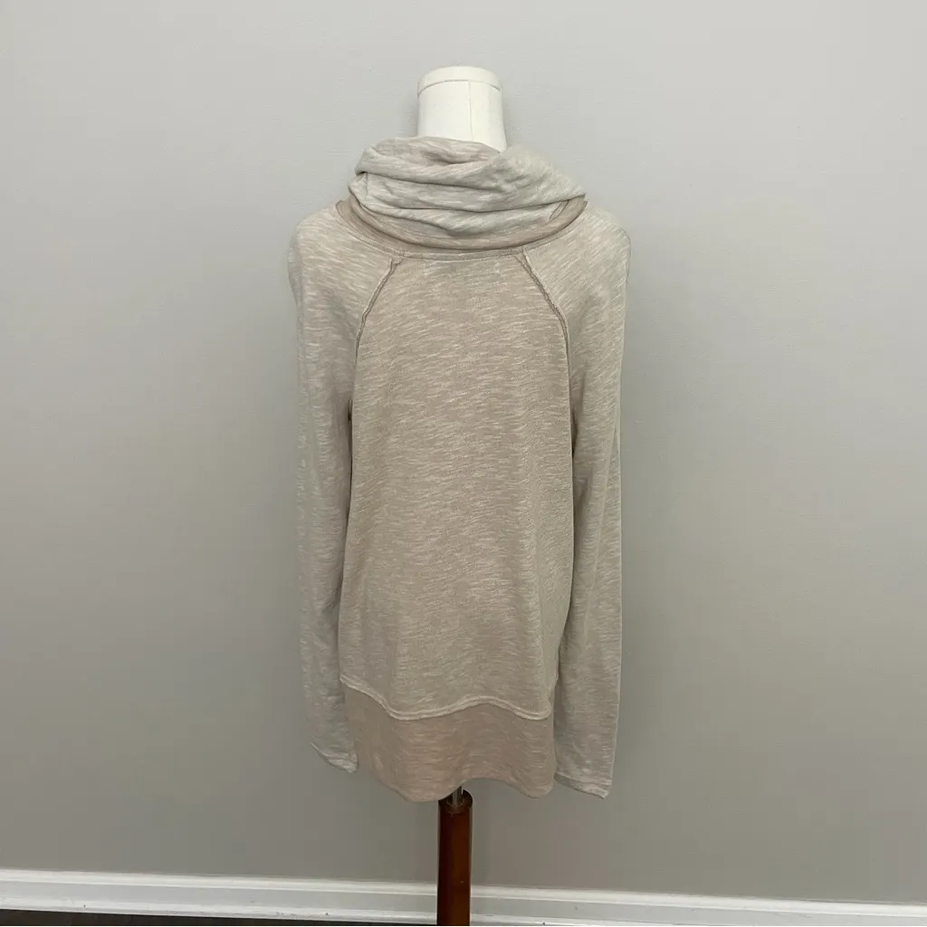 Free People Beach Top Tunic Two Body Corps Deux Cowl Relaxed Fit Lounge Oatmeal - Image 9