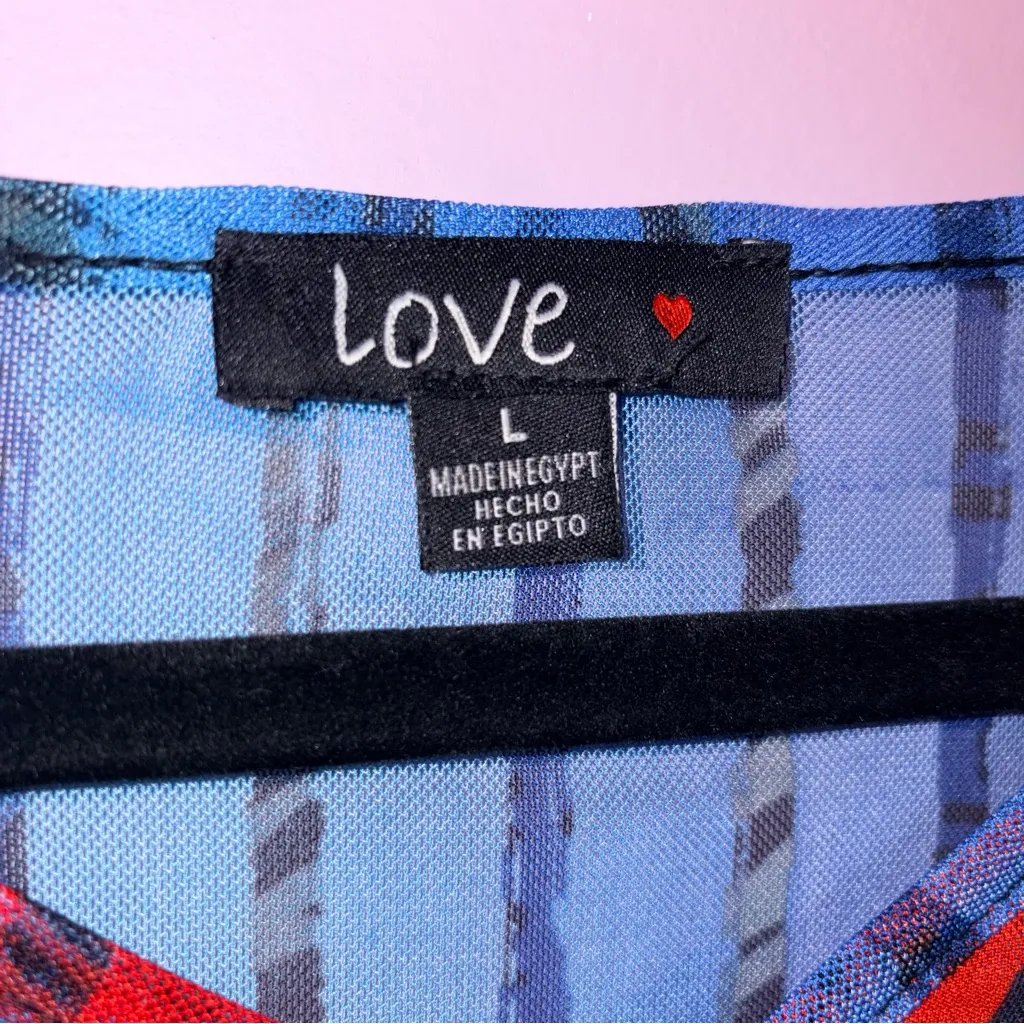 Love Mesh Sheer Rainbow Striped Crop Top Women L Festival Rave Maximalist Cinch Red Size L - Image 3