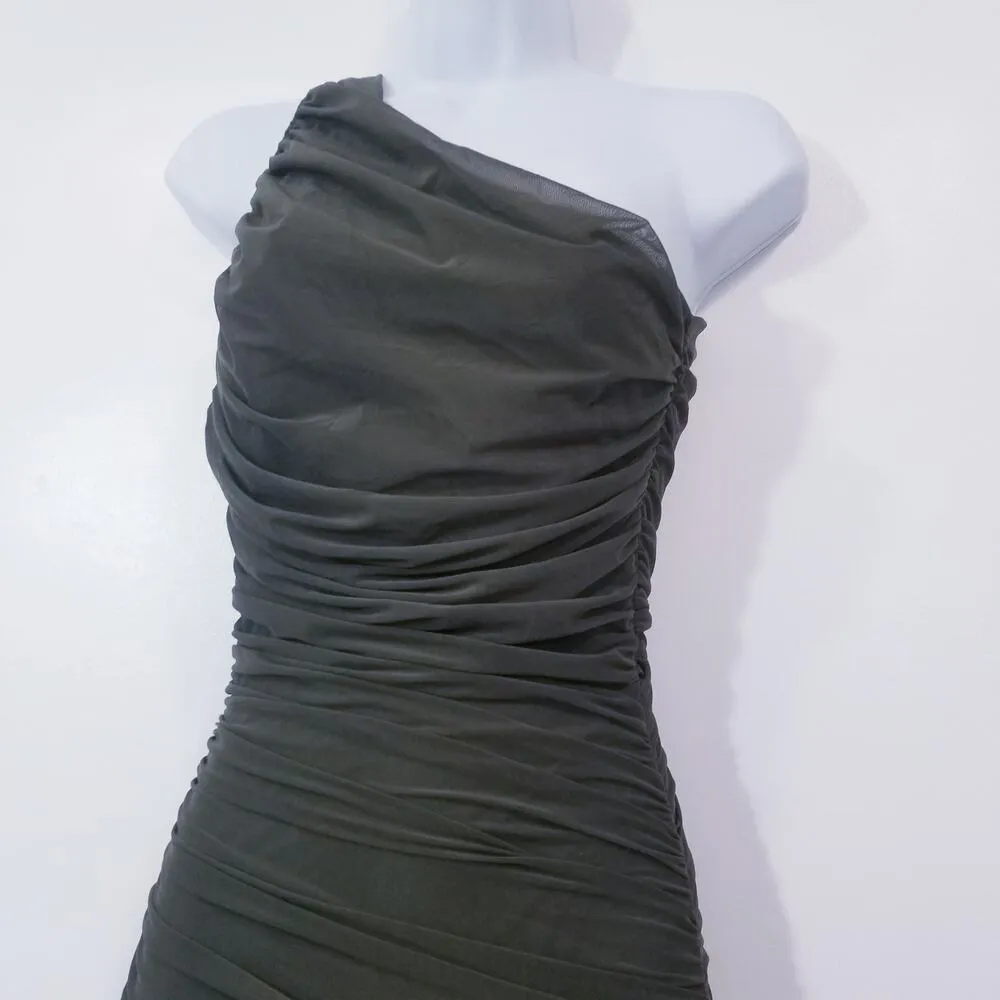 Capsulle Olive Green One Shoulder Party Cocktail Maxi Dress - Image 4