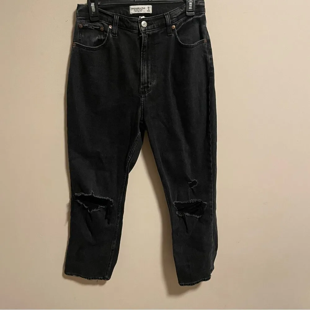 Abercrombie Curve Love Ultra High Rise Ankle Straight Jeans Black Size 28 - Image 3