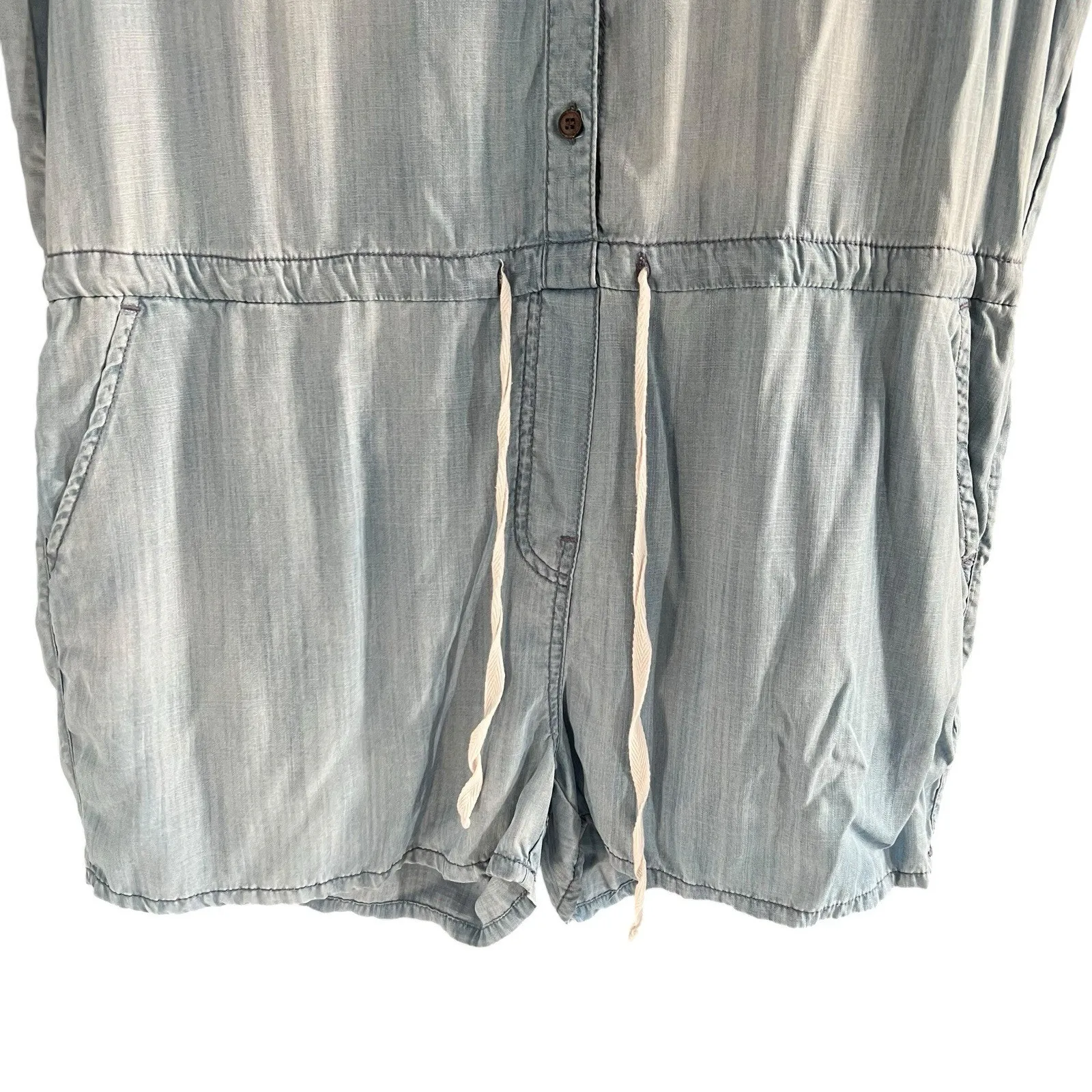 Velvet Heart Womens Chambray Romper Sleeveless Cinch Waist Tencel Sze Medium - Image 4