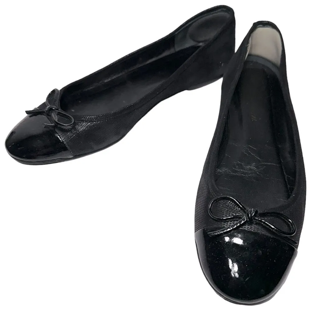 Delman New York Women’s Size 7 Black Metallic Patent Toe Brook Ballet Flats - Image 2