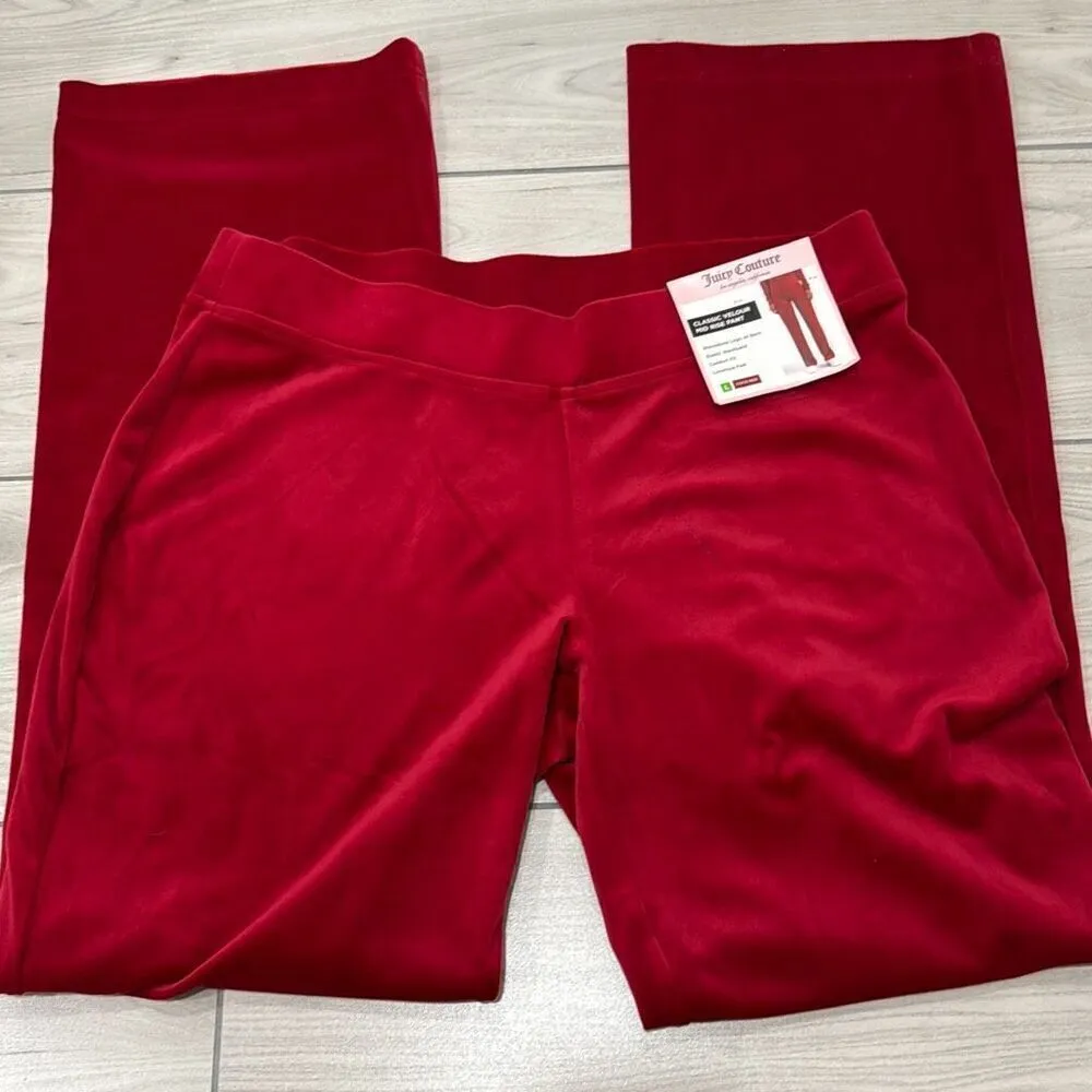 NWT juicy couture rhinestoned red velour sweatpants size large - Image 2