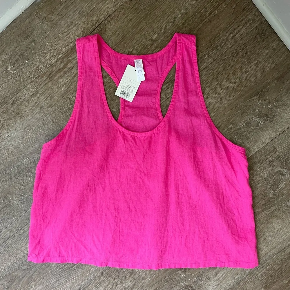 Stars Above NWT Pink Sleeveless Crop Top Racerback Tank Boxy ~ Size L - Image 3