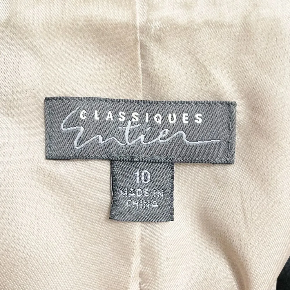 Vintage Classiques Entier Black Leather 3-Button Blazer Lasercut Trim Sz 10 Y2K - Image 12