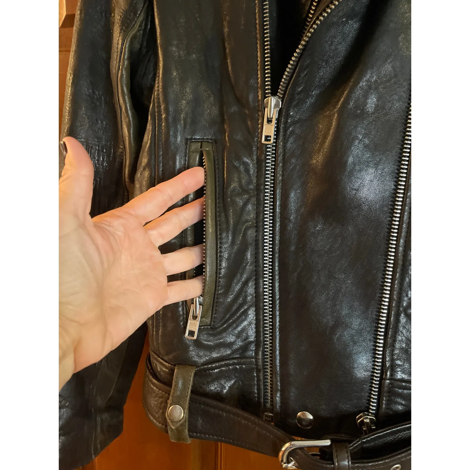 IRO LAMBSKIN LEATHER QUILTED motorcycle jacket size 0/extra small - Image 3