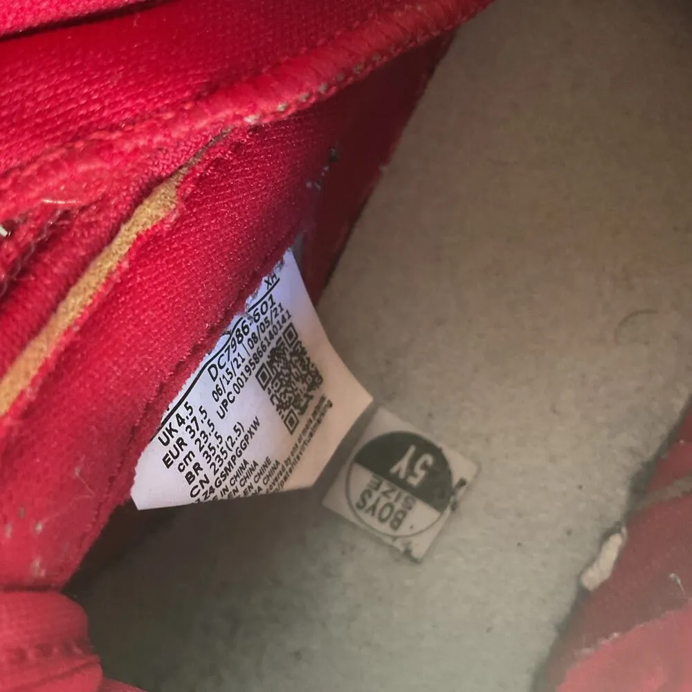 Nike Air Jordan 1 Mid SE Red White Boys Size 5Y DC7986-607 Velcro Strap Sneakers - Image 9