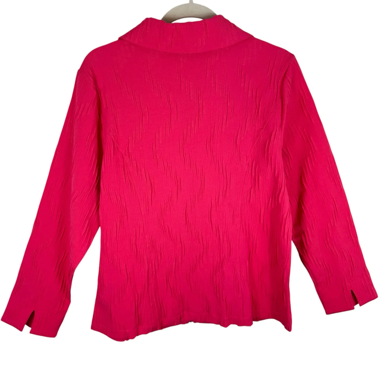 Christopher & Banks Bright Pink Zip Up Jacket Large - Image 2