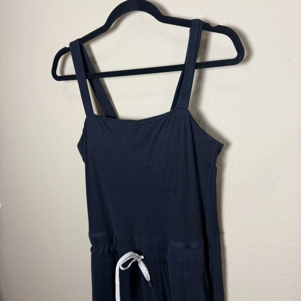 VUORI Mudra Pose Ribbed Knit Square Neck Jumpsuit Onesie Size Large Black - Image 5