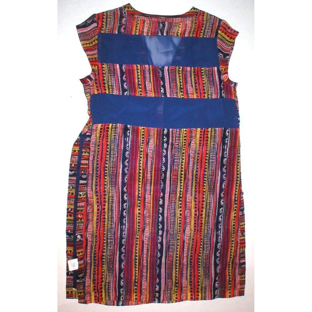NWT New Sam Edelman Side Button Dress Womens Bohemian Rhapsody Red Orange Blue S - Image 11