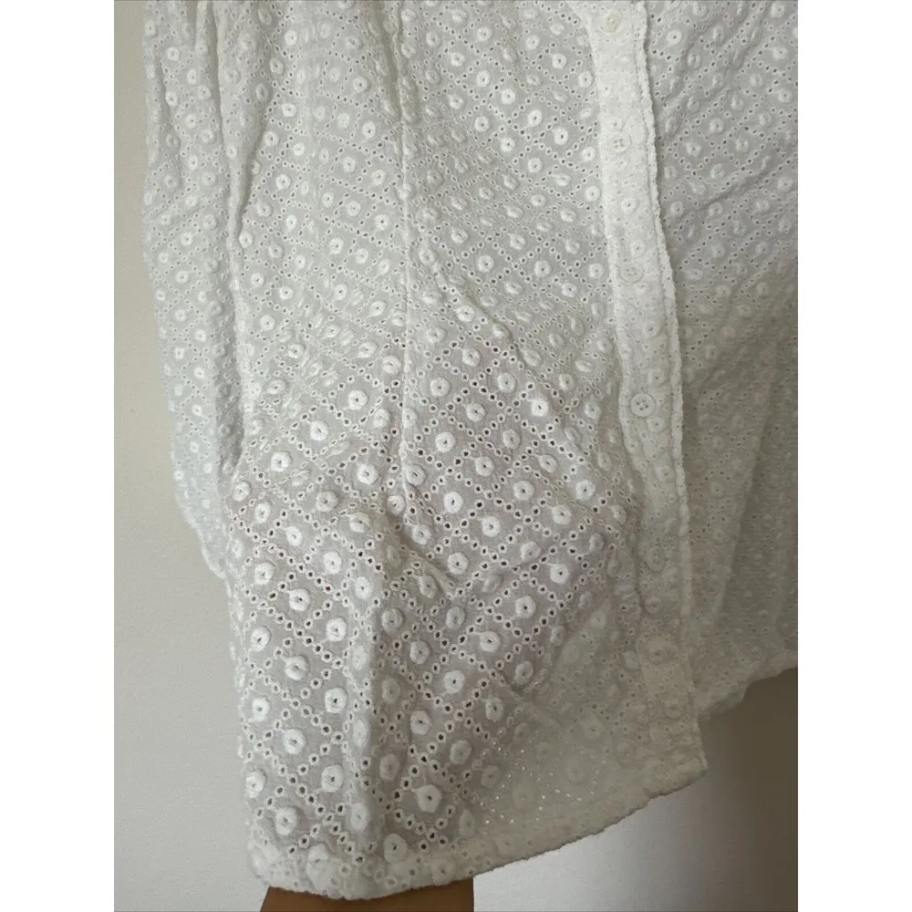 PAIGE Embroidered White Eyelet Blouse Size M - Image 2