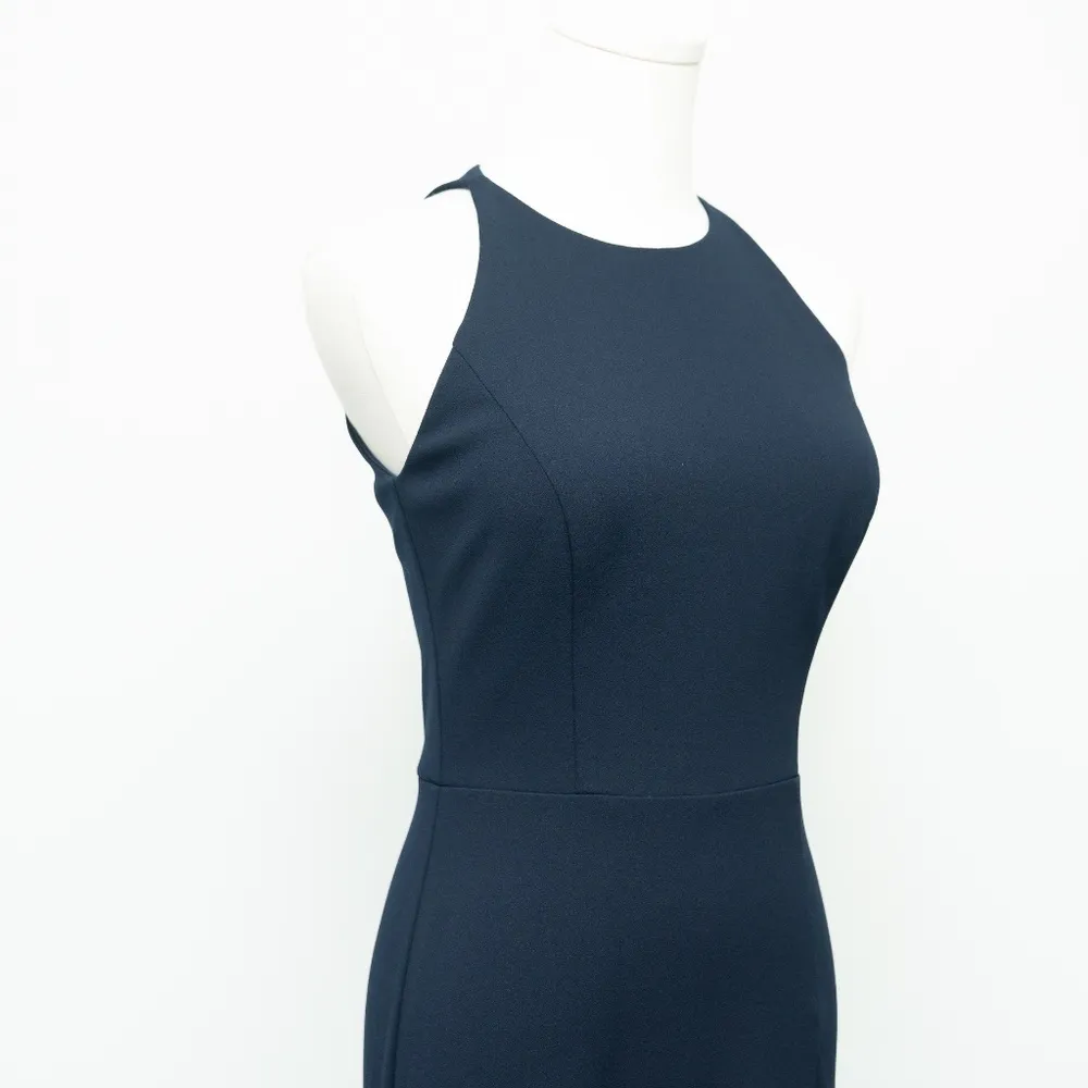 Betsy & Adam Arielle Scuba Crepe Ruffle Slit Gown Navy Size 2 - Image 10