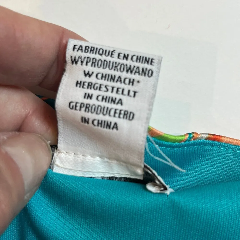 NICOLE MILLER Tropical One Shoulder Maxi Front Slit Dress Fancy Belted 8 Satin - Image 12