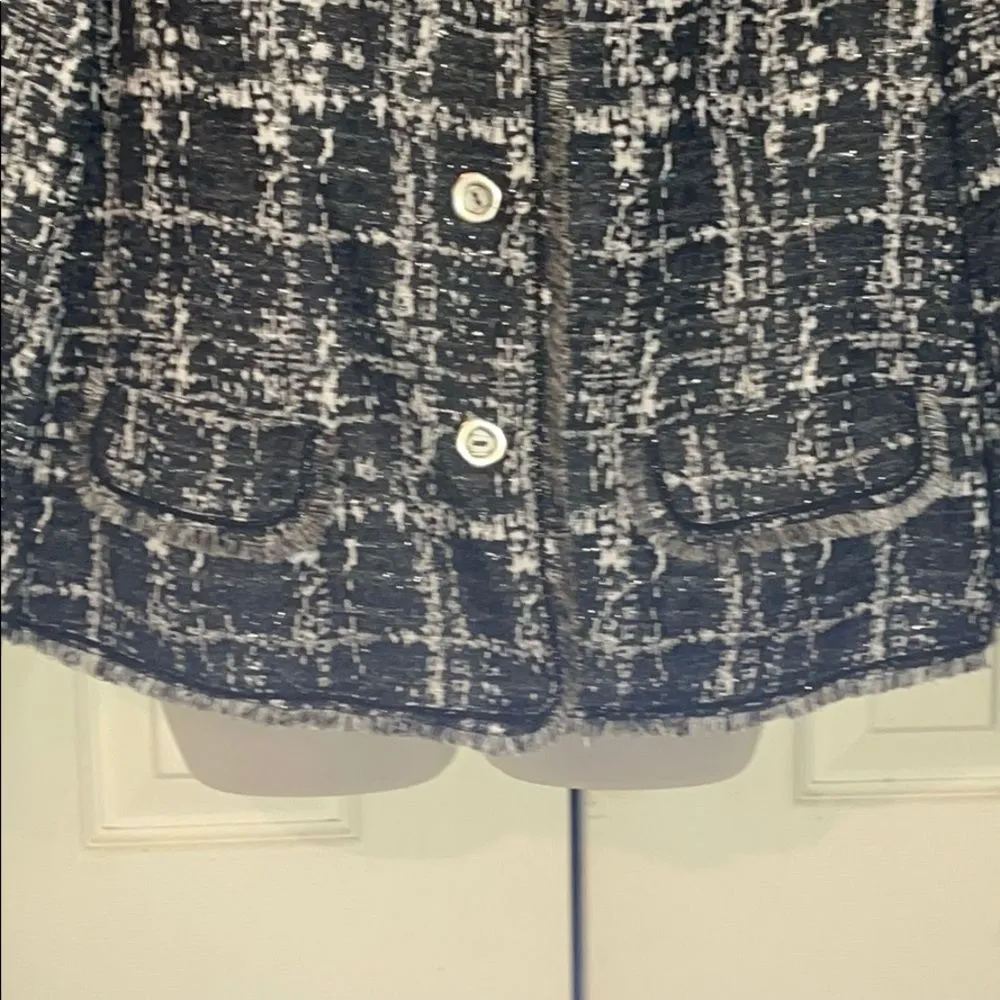 Chico's Gray Metallic Fringe Boucle Jacket 3/L - Image 7