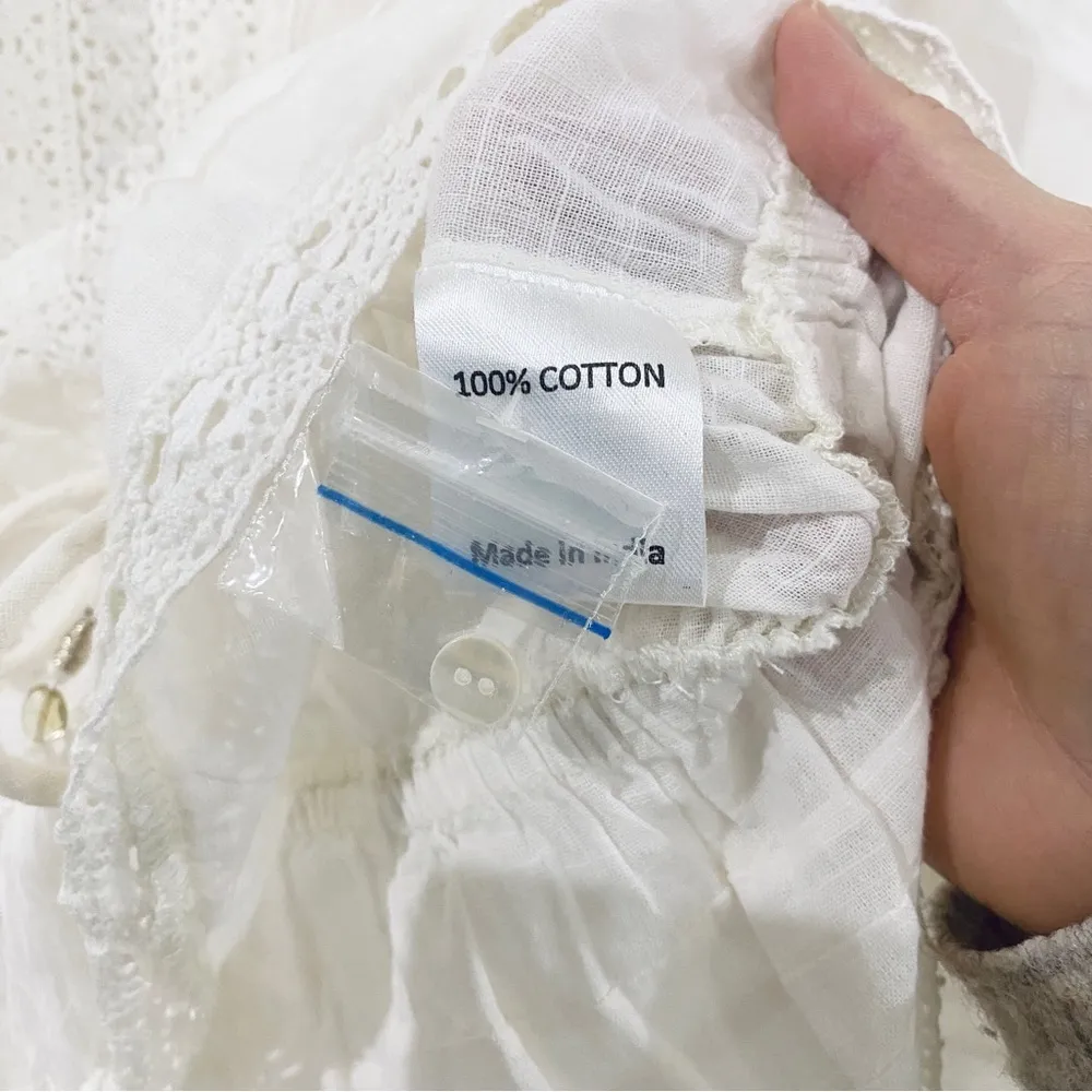 Marea 100% cotton Victorian blouse in off - Image 6