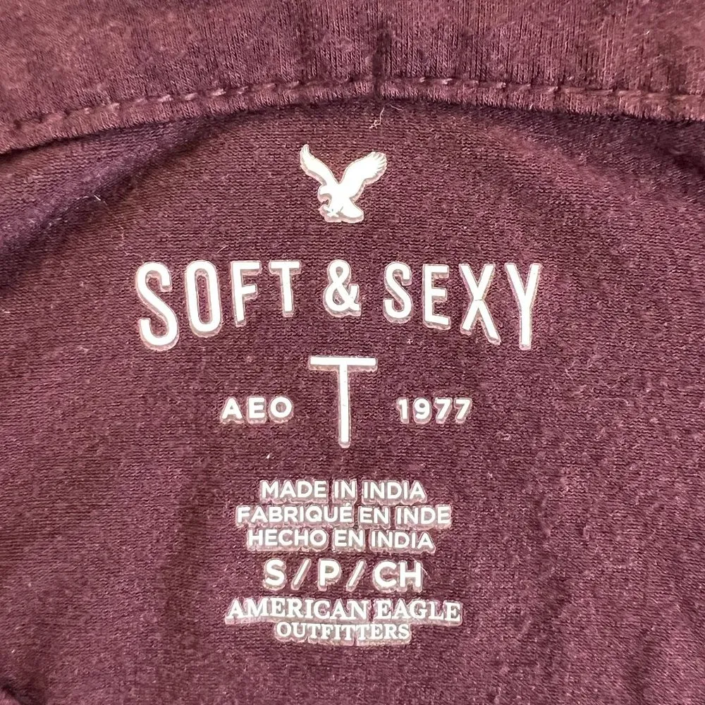 American Eagle Maroon Strappy Long Sleeve Top - Image 6