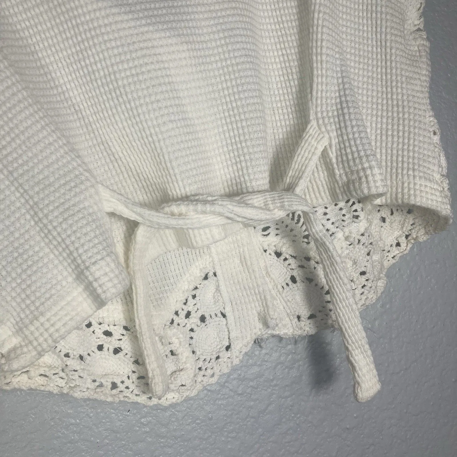 VTG Lajate Crochet Sweater Vest M Cream Ivory Boho Cottage Granny Neutral USA Size M - Image 8