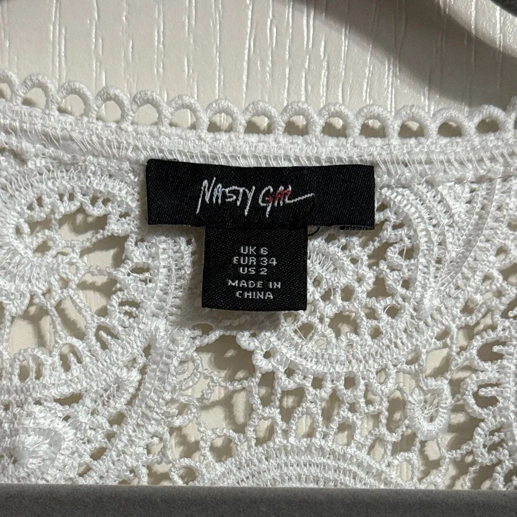 💖 Nasty Gal Sheer Oversized Lace Festival Boho Ivory Vest Romantic Delicate - Image 4